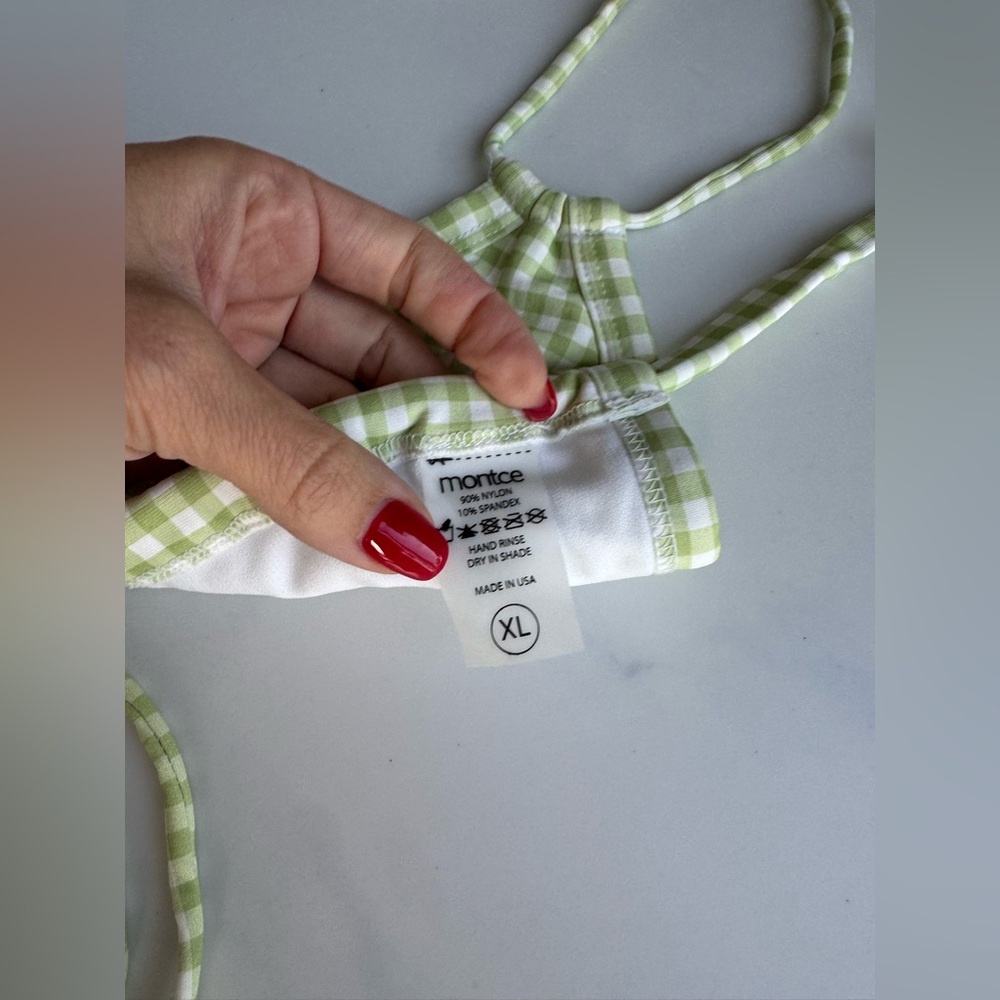 Montce Green Gingham Triangle Bikini Set - Picture 2 of 6